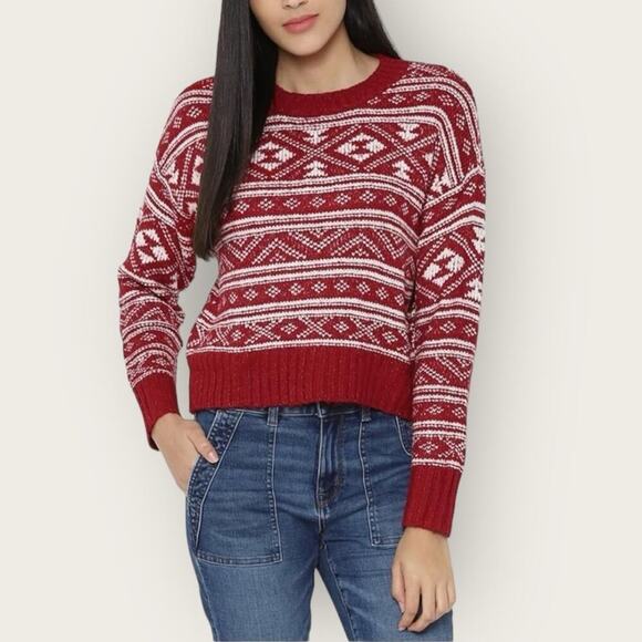 EUC | American Eagle | Fairisle Snowdrift Sweater | Red/White | Large - Picture 1 of 15